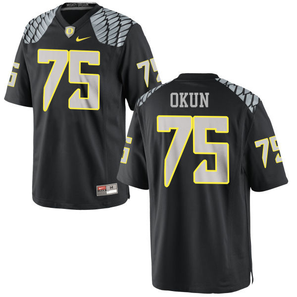 Men #75 Zach Okun Oregon Ducks College Football Jerseys-Black
